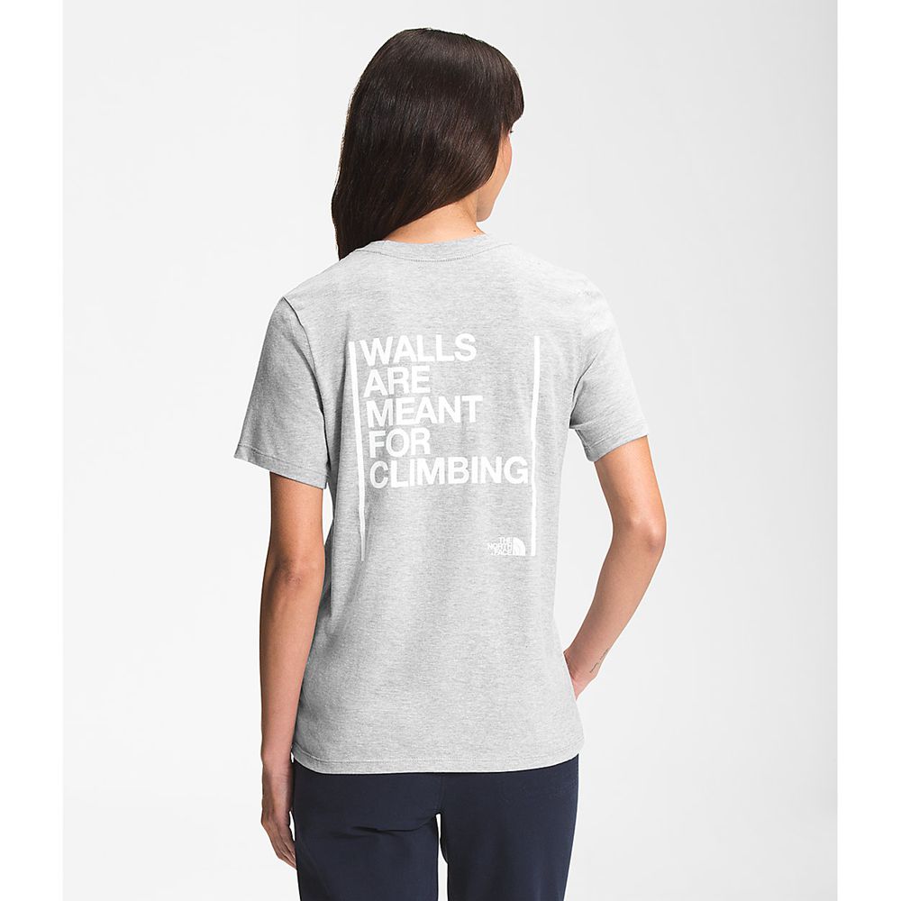 The North Face T-Shirts Womens Australia - The North Face Short Sleeve Walls Light Grey (GFC-148036)